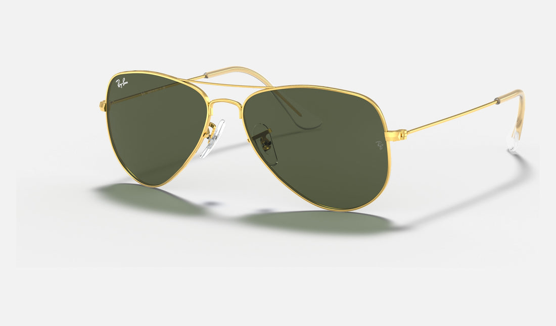 Ray-Ban Aviator Small Metal RB3044 — Arista Gold / G-15 Green — quarter view
