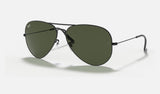 Ray-Ban Aviator Large Metal Ii RB3026 — Black / G-15 Green — quarter view