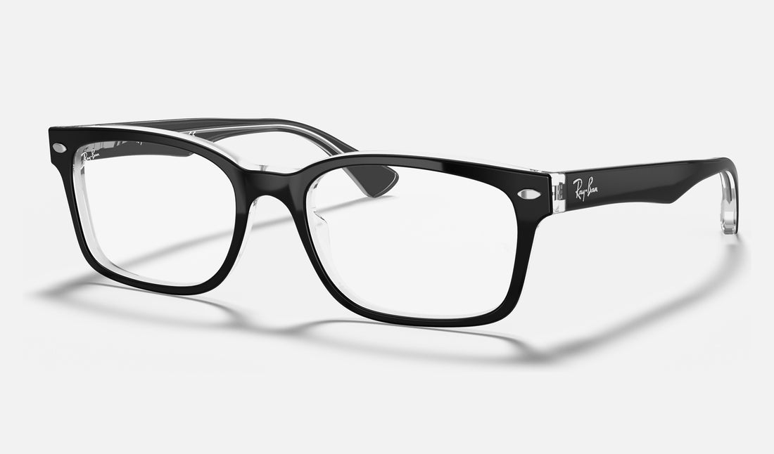 Ray-Ban RX5286 — Black on Transparent — quarter view