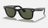 Ray-Ban Wayfarer RB2140F — Black / G-15 Green — quarter view