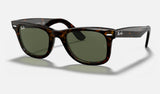 Ray-Ban Wayfarer RB2140F — Tortoise / G-15 Green — quarter view