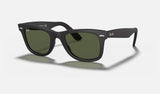Ray-Ban Wayfarer RB2140F — Black / G-15 Green — quarter view