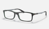 Ray-Ban RX7017 — Black on Green — quarter view