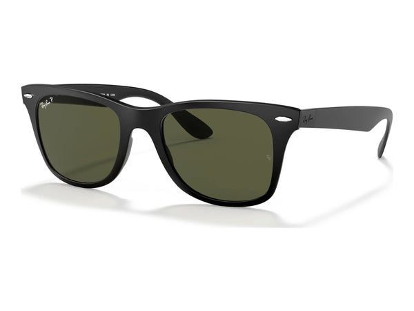 Ray-Ban Wayfarer Liteforce RB4195 — Black / G-15 Green Polarized — quarter view