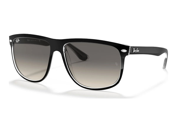 Ray-Ban Boyfriend RB4147 — Black on Transparent / Grey Gradient — quarter view