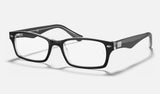 Ray-Ban RX5206 — Black on Transparent — quarter view