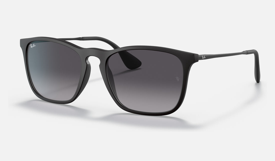 Ray-Ban Chris RB4187F — Rubber Black / Grey Gradient — quarter view