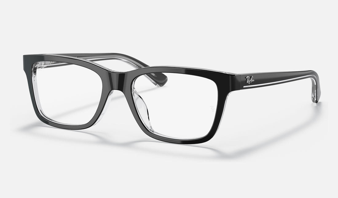 Ray-Ban Junior RY1536 — Black on Transparent — quarter view