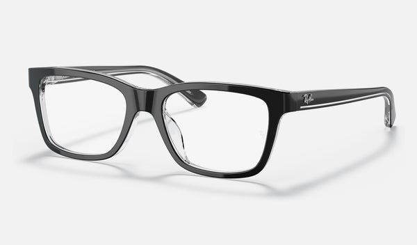 Ray-Ban Junior RY1536 — Black on Transparent — quarter view
