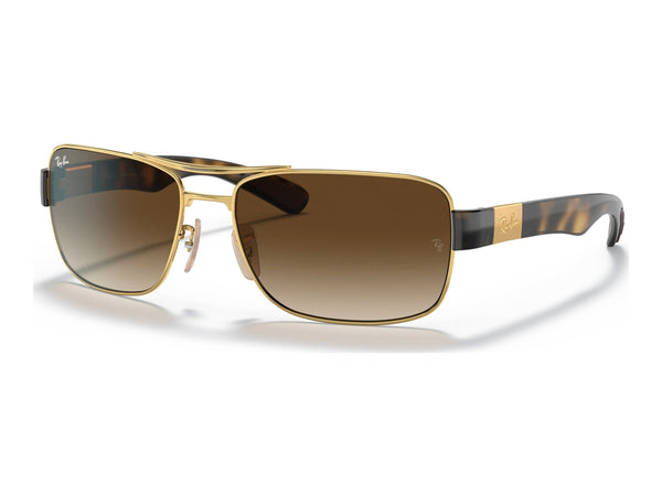 Ray-Ban RB3522 — Arista Gold / Brown Gradient — quarter view
