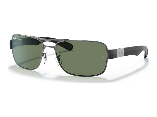 Ray-Ban RB3522 — Gunmetal / Green — quarter view