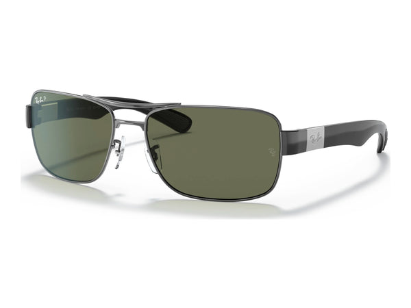Ray-Ban RB3522 — Gunmetal / G-15 Green Polarized — quarter view