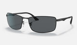 Ray-Ban RB3498 — Black / Grey Polarized — quarter view