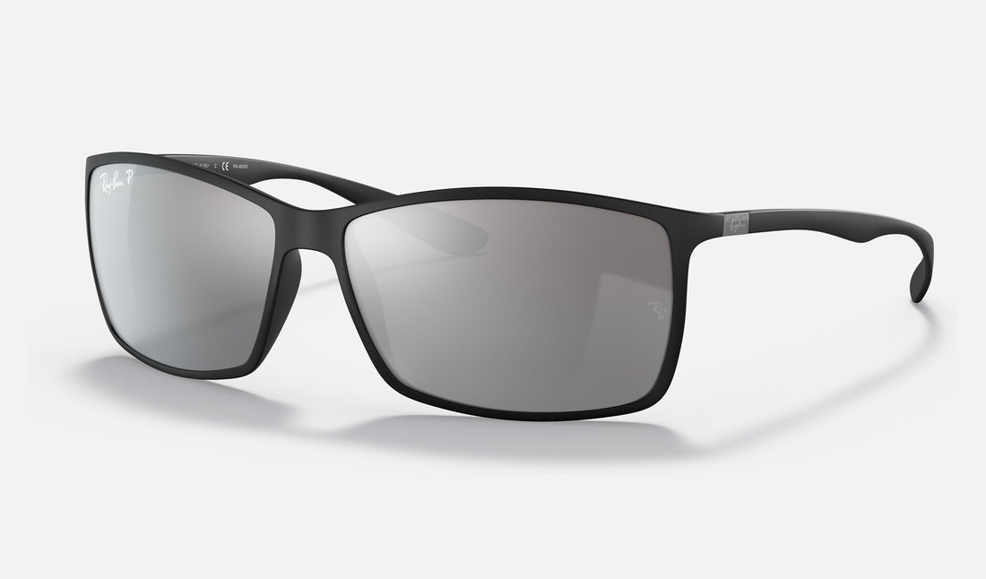 Ray-Ban Liteforce RB4179 — Black / Silver Polarized — quarter view