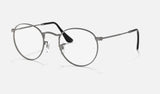 Ray-Ban Round Metal RX3447V — Gunmetal — quarter view