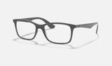 Ray-Ban RX7047 — Transparent Grey — quarter view