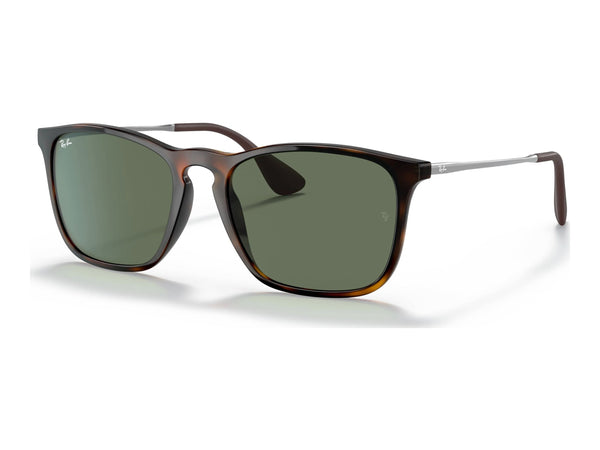 Ray-Ban Chris RB4187 — Light Havana / Dark Green — quarter view