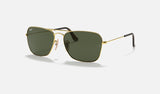 Ray-Ban Caravan RB3136 — Arista Gold / G-15 Green — quarter view