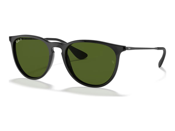 Ray-Ban Erika RB4171 — Black / G-15 Green Polarized — quarter view