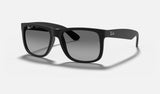 Ray-Ban Justin RB4165F — Rubber Black / Grey Polarized — quarter view