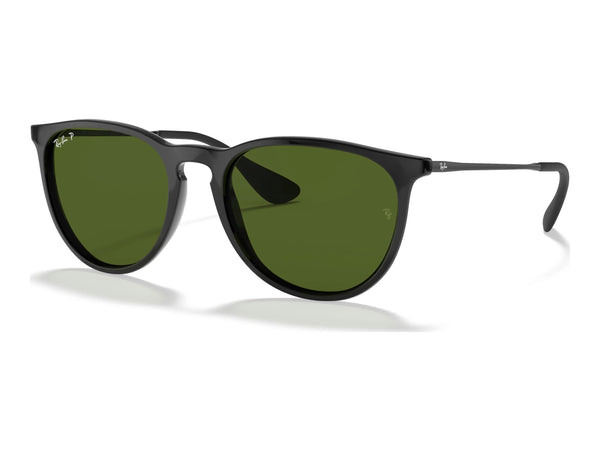 Ray-Ban Erika RB4171F — Black / G-15 Green Polarized — quarter view
