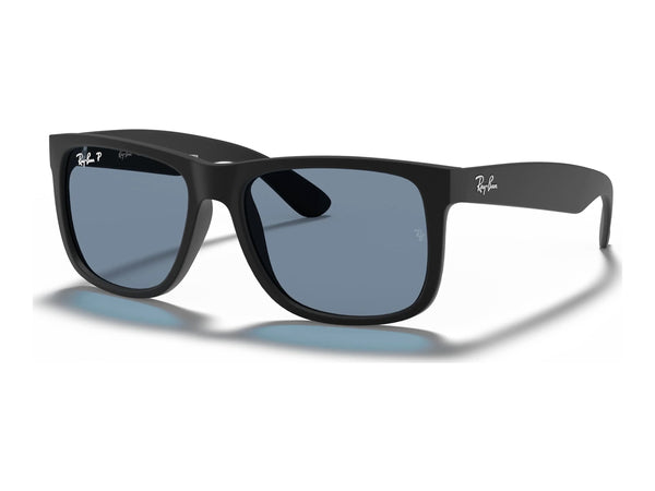 Ray-Ban Justin RB4165F — Rubber Black / Blue Polarized — quarter view