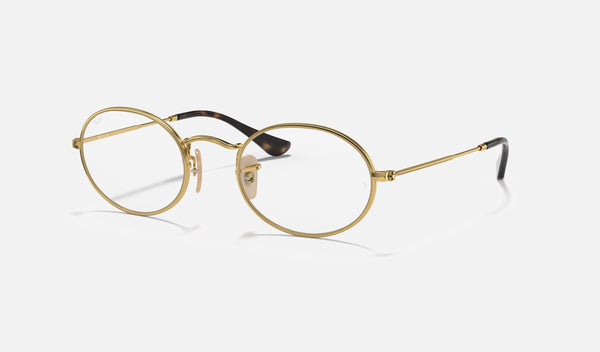Ray-Ban Oval RX3547V — Arista Gold — quarter view