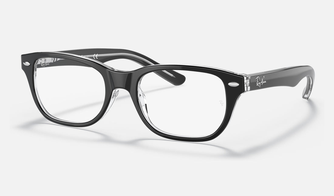 Ray-Ban Junior RY1555 — Black on Transparent — quarter view