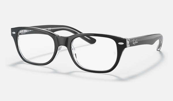 Ray-Ban Junior RY1555 — Black on Transparent — quarter view