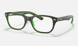 Ray-Ban Junior RY1555 — Brown on Green Fluo — quarter view