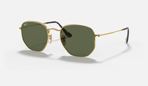 Ray-Ban Hexagonal RB3548N — Arista Gold / G-15 Green — quarter view