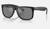 Ray-Ban Justin RB4165F — Rubber Black / Silver — quarter view