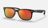 Ray-Ban Junior Junior New Wayfarer RJ9052SF — Black / Orange — quarter view
