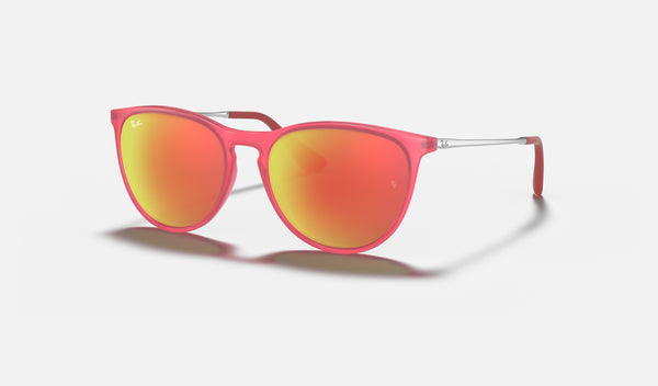 Ray-Ban Junior Junior Erika RJ9060SF — Fuxia Fluo / Brown Mirror Orange — quarter view