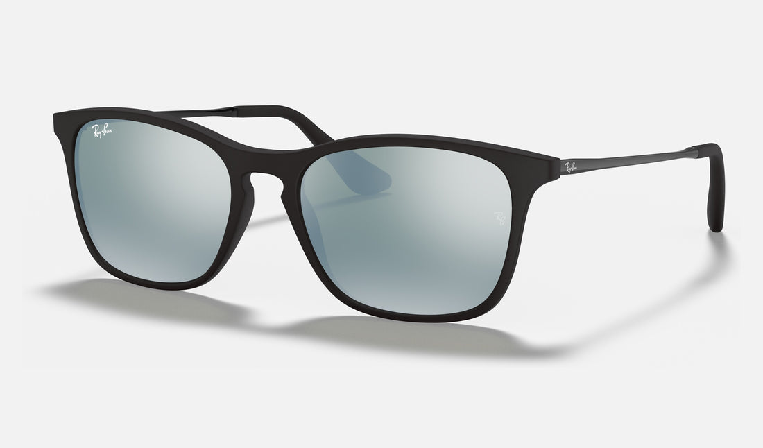 Ray-Ban Junior RJ9061SF — Rubber Black / Grey Flash — quarter view