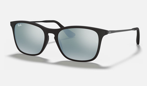 Ray-Ban Junior RJ9061SF — Rubber Black / Grey Flash — quarter view