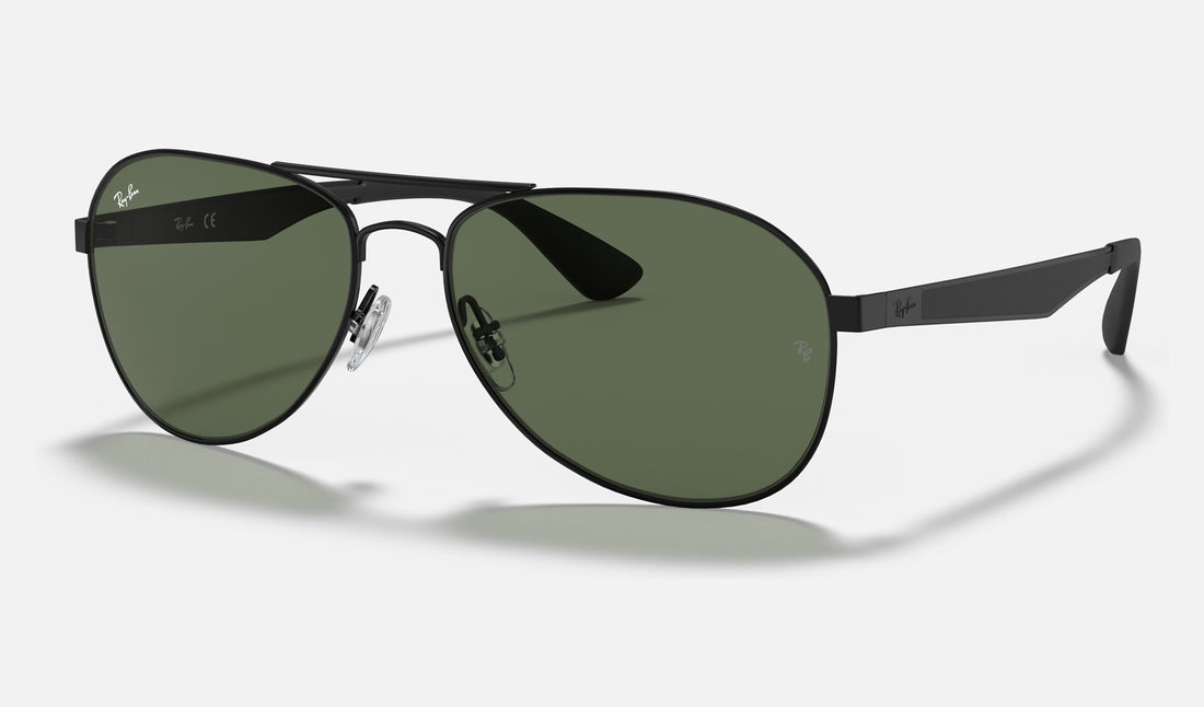 Ray-Ban RB3549 — Black / Green — quarter view