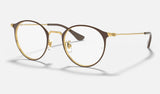 Ray-Ban RX6378F — Brown on Gold — quarter view