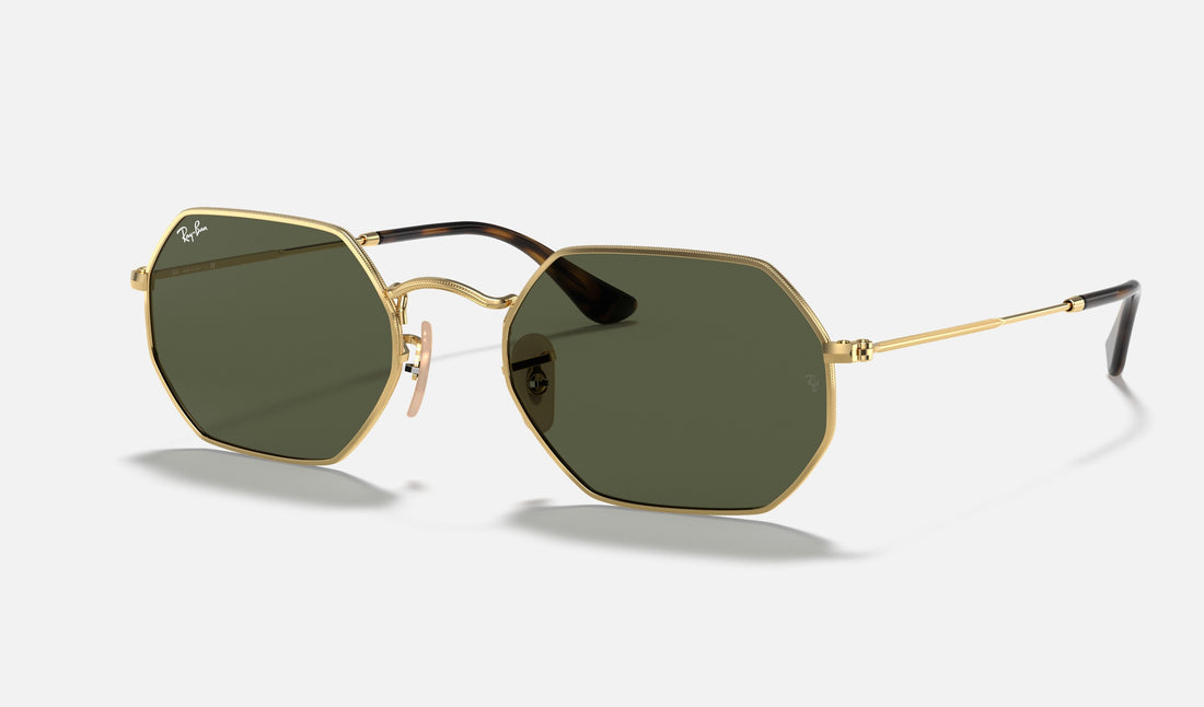 Ray-Ban Octagonal RB3556N — Arista Gold / G-15 Green — quarter view