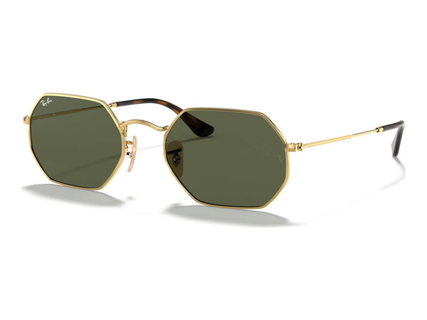 Ray-Ban Octagonal RB3556N — Arista Gold / G-15 Green — quarter view