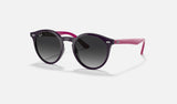 Ray-Ban Junior RJ9064S — Violet / Light Grey Gradient Dark Grey — quarter view