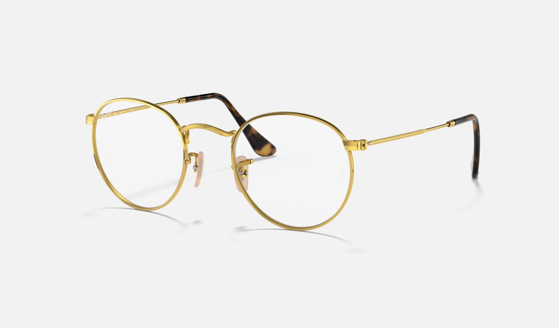 Ray-Ban Round Metal RX3447V — Arista Gold — quarter view
