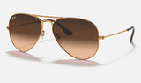 Ray-Ban Aviator RB3025 — Light Brown — quarter view