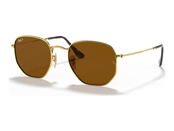 Ray-Ban Hexagonal RB3548N — Arista Gold / Brown Polarized — quarter view