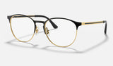 Ray-Ban RX6375 — Black on Gold — quarter view