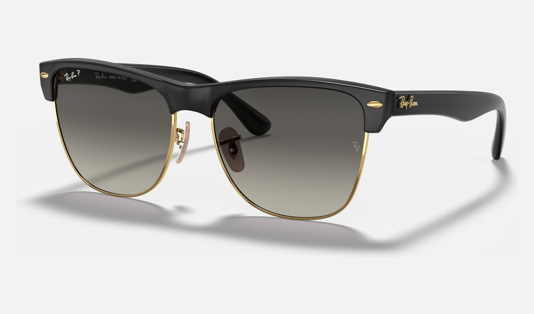 Ray-Ban Clubmaster Oversized RB4175 — Black / Grey Polarized — quarter view
