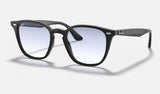 Ray-Ban RB4258F — Black / Light Blue Gradient — quarter view