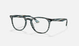 Ray-Ban RX7159 — Striped Blue Grey — quarter view
