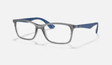 Ray-Ban RX7047 — Transparent Grey — quarter view