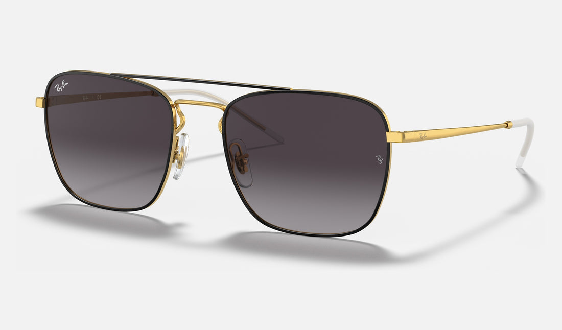 Ray-Ban RB3588 — Black on Gold — quarter view